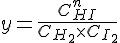 LaTex: y = \frac{C_{HI}^n}{C_{H_2}\times C_{I_2}}