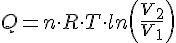 LaTex: Q = n\cdot R\cdot T\cdot ln\left(\frac{V_2}{V_1} \right)