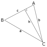 Definition af variabler (vinkler = A,B,C) og (længder = a,b,c)